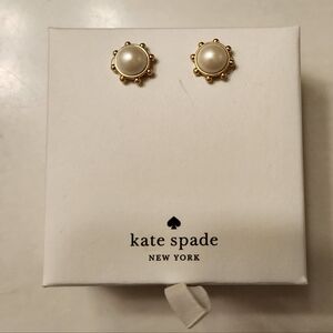 NEW Kate Spade Gold Plated Simulated Pearl Studs Earrings